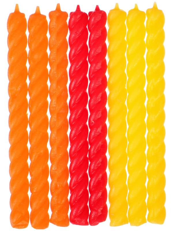 Набор витых свечей в торт, 8 штук 