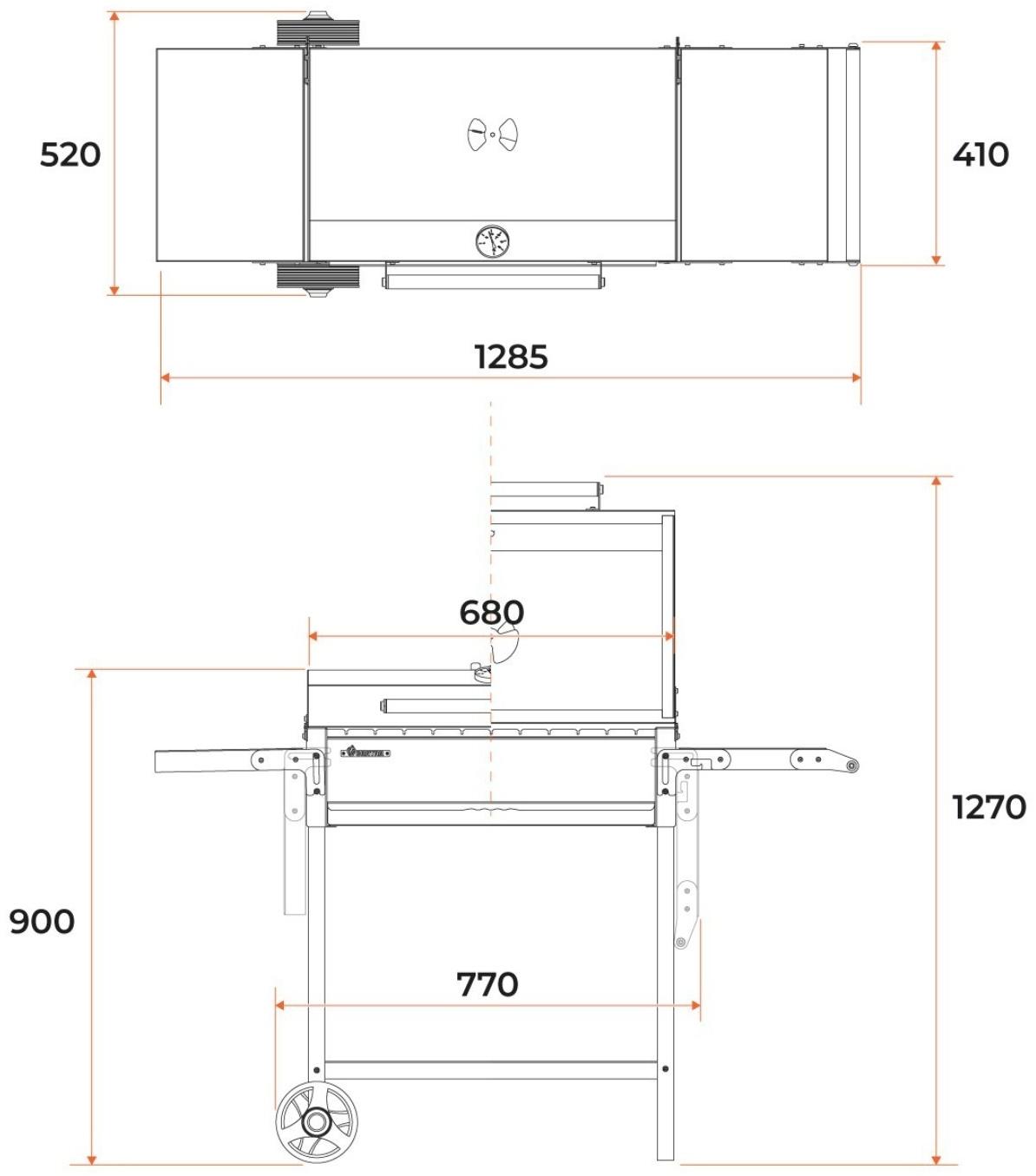 Мангал МАН 205, 2 мм, 128,5 х 52 х 90 см