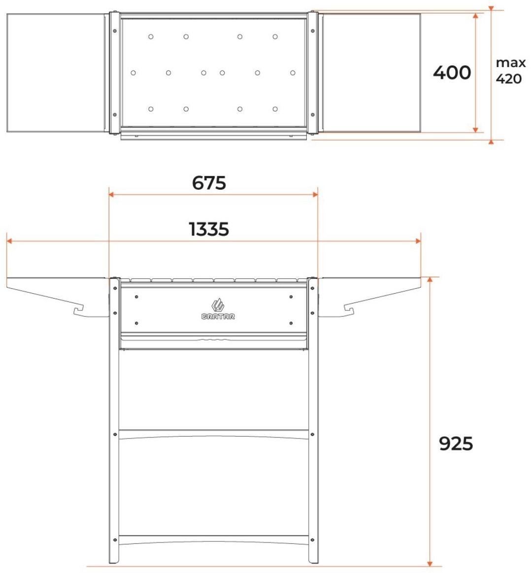 Мангал Family Optima FO 2000, 2 мм, 133,2 х 39,4 х 91,9 см