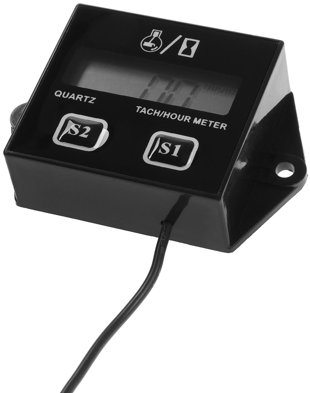 Счетчик моточасов, тахометр, ЖК-дисплей, IP67, черный