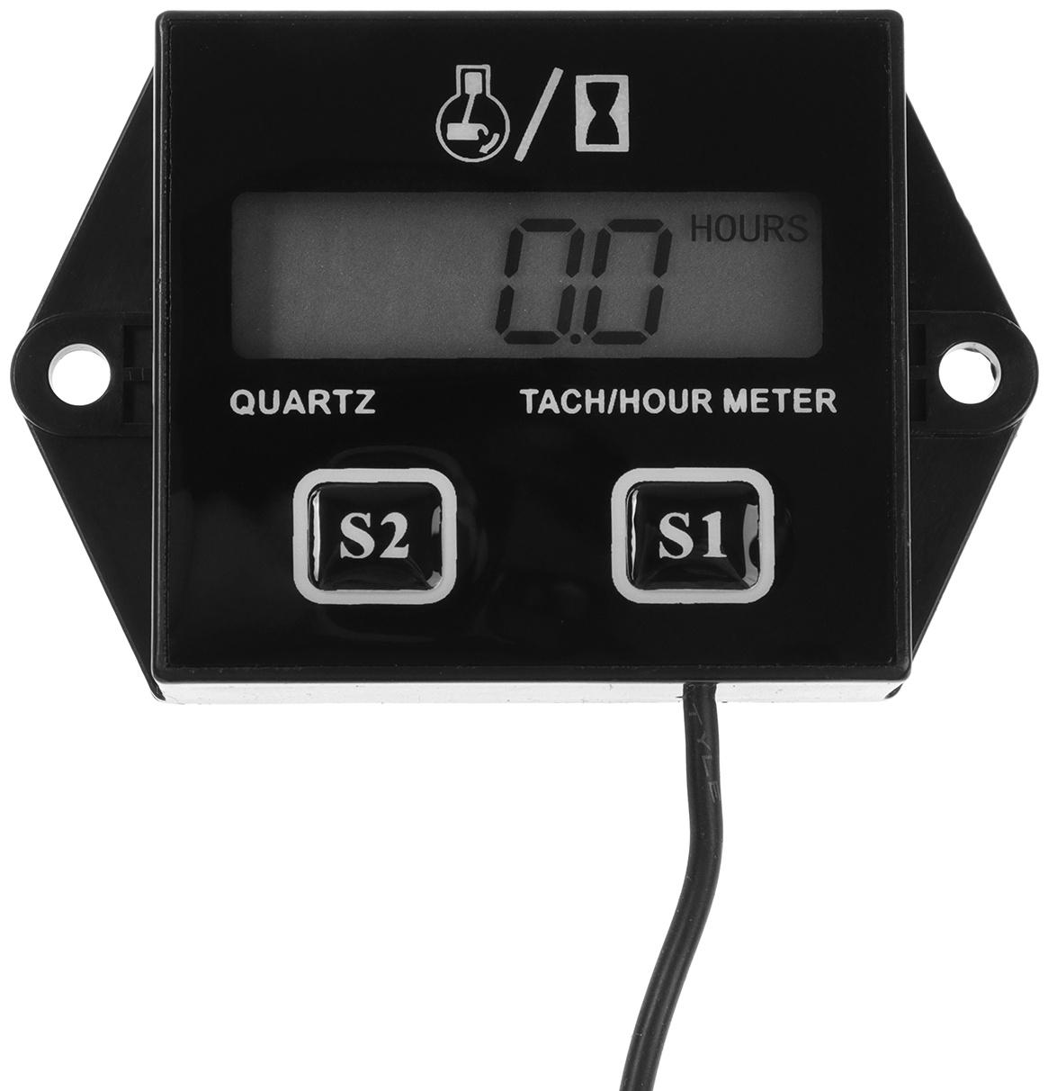 Счетчик моточасов, тахометр, ЖК-дисплей, IP67, черный