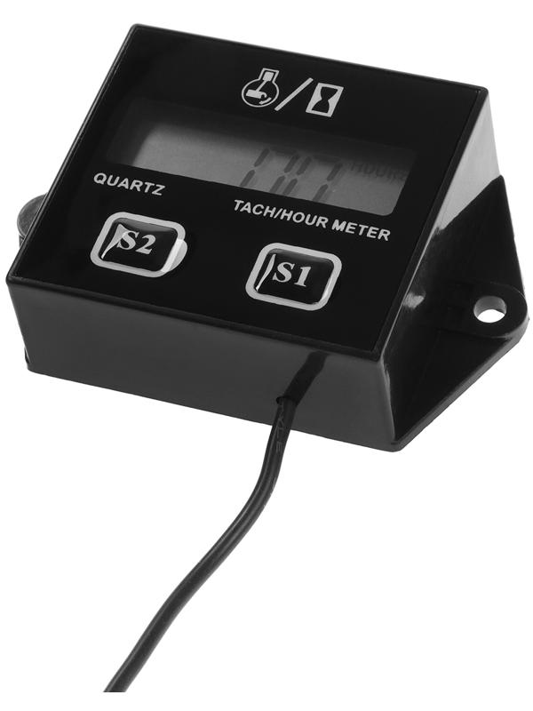 Счетчик моточасов, тахометр, ЖК-дисплей, IP67, черный