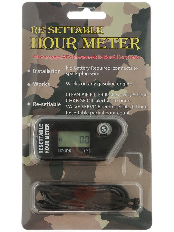 Счетчик моточасов, беспроводной, ЖК-дисплей, IP67, черный