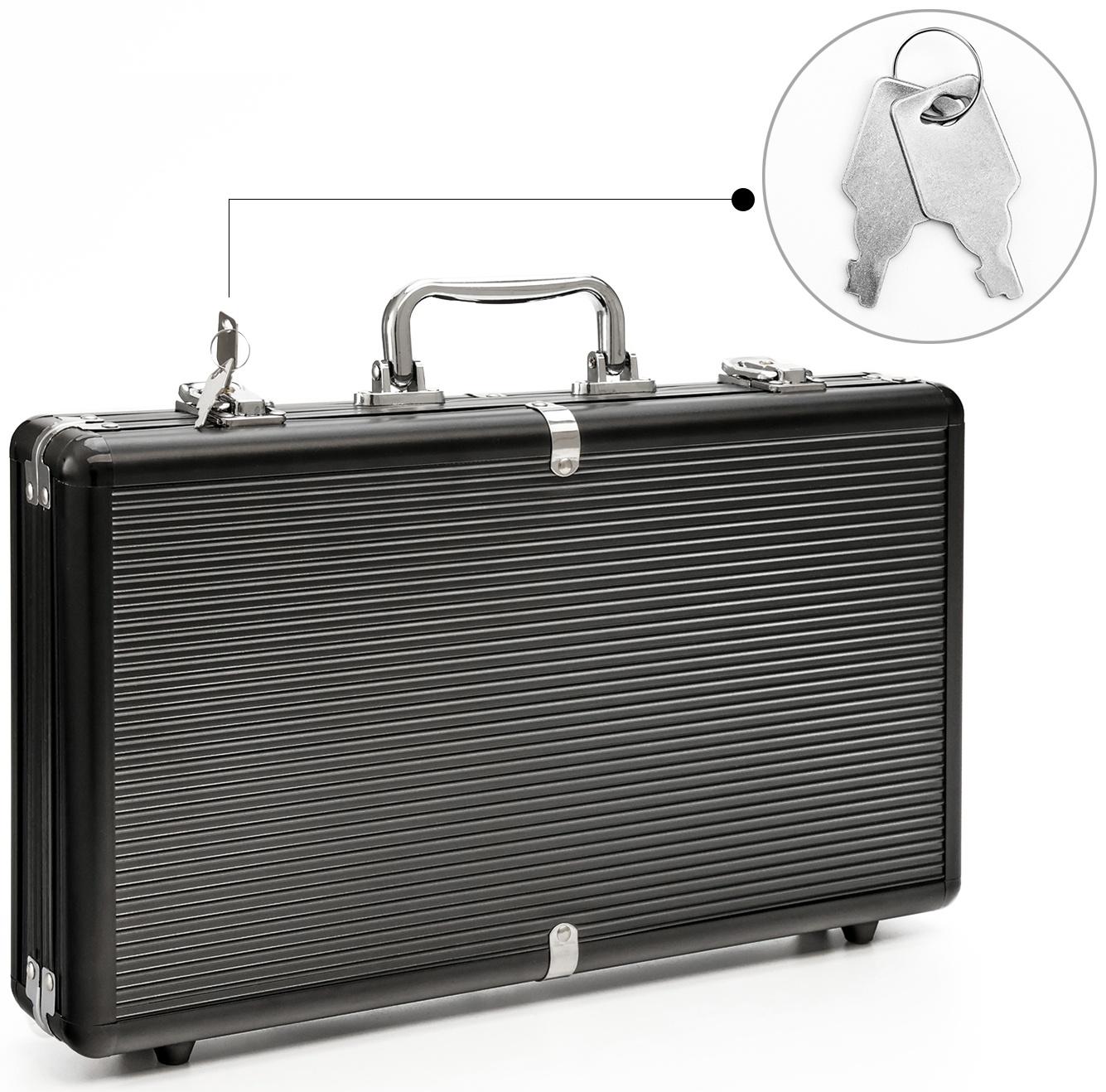 Металлический кейс, 38 х 21 х 6.5 см, черный