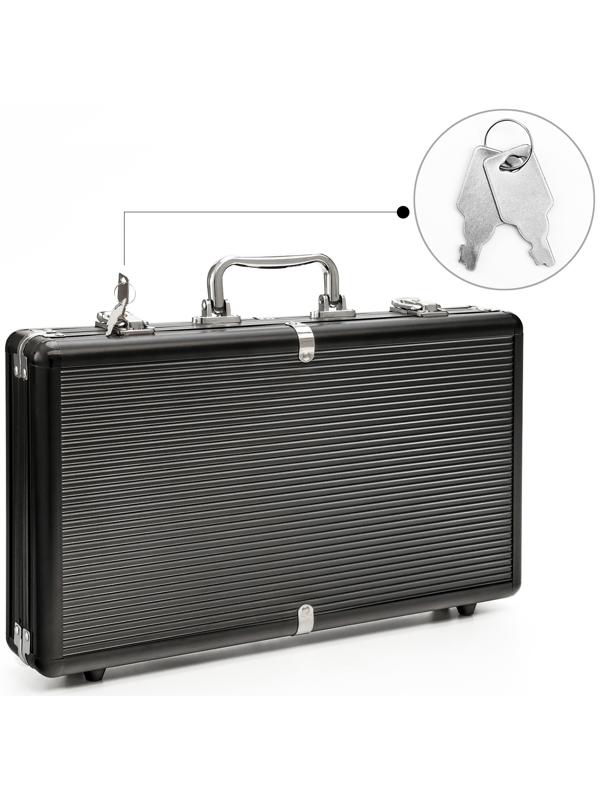 Металлический кейс, 38 х 21 х 6.5 см, черный