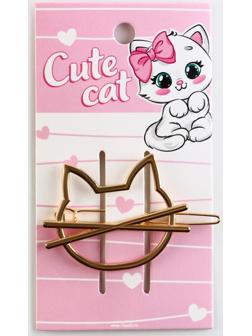 Формовая заколка на подложке Cute cat, 6  х 2 см