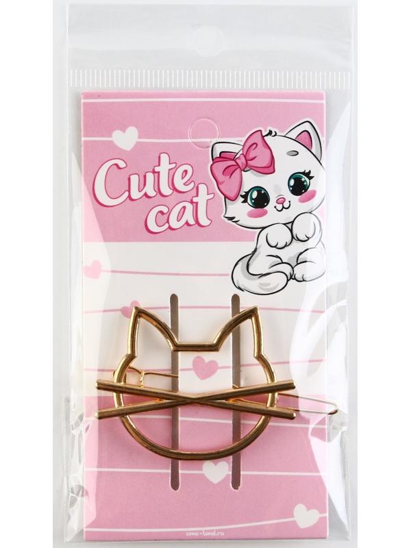 Формовая заколка на подложке Cute cat, 6  х 2 см