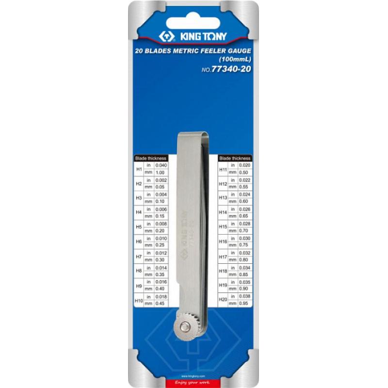 Набор щупов для проверки зазоров, 0,05-1 мм, 20 предмет. KING TONY 77340-20