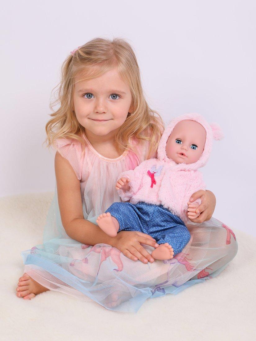 Пупс интерактивный 43см Позаботься обо мне в шубке, пьет/писает, озвуч.