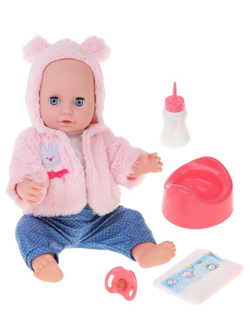 Пупс интерактивный 43см Позаботься обо мне в шубке, пьет/писает, озвуч.