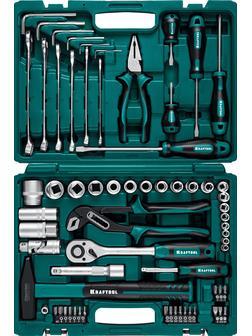 KRAFTOOL EXTREM-66, 66 предм., (1/2″+1/4″), универсальный набор инструмента (27976-H66)