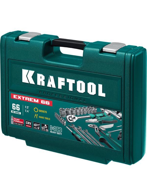 KRAFTOOL EXTREM-66, 66 предм., (1/2″+1/4″), универсальный набор инструмента (27976-H66)