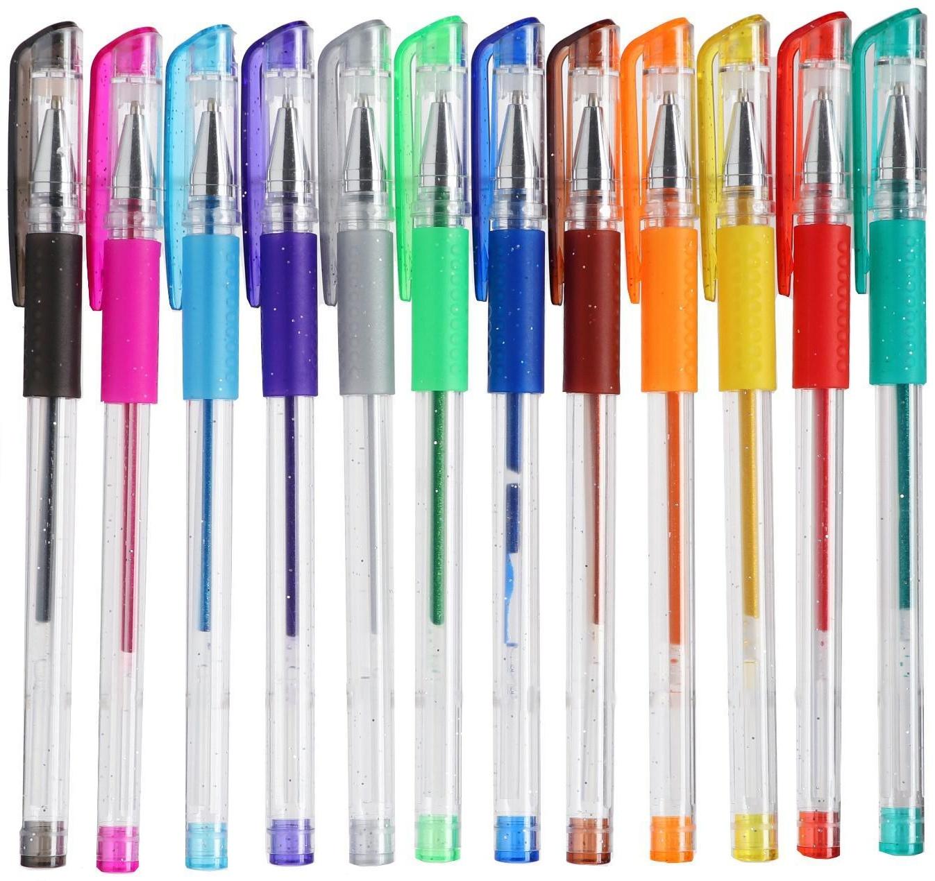 Набор гелевых ручек 12 штук, с резиновым держателем