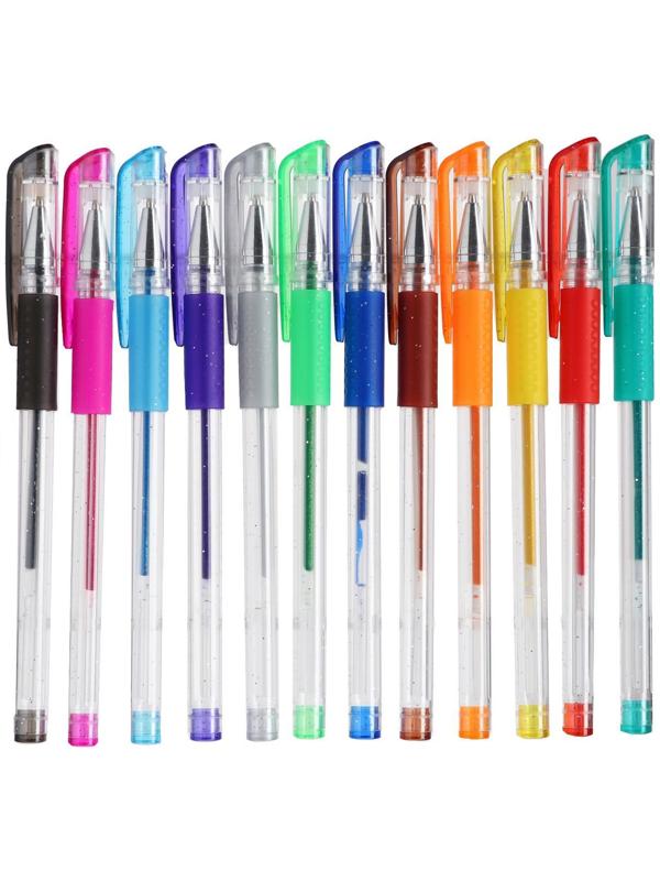 Набор гелевых ручек 12 штук, с резиновым держателем