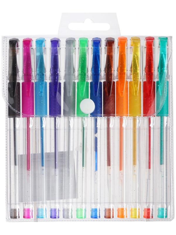 Набор гелевых ручек 12 штук, с резиновым держателем