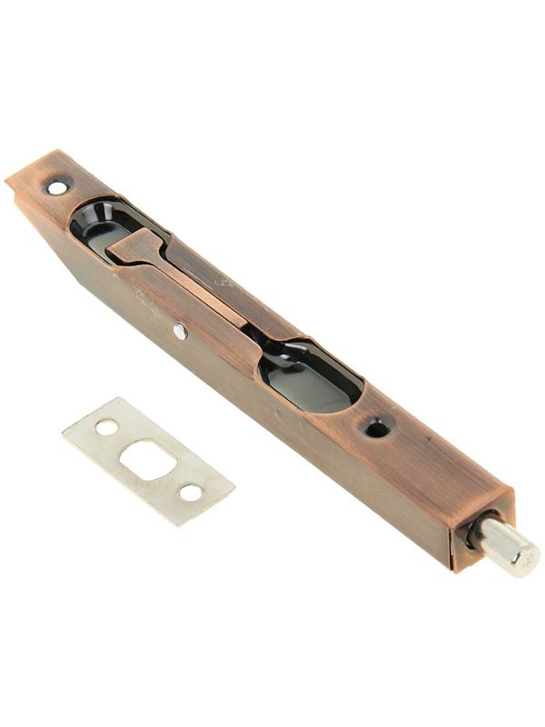 Шпингалет торцевой врезной ,160 мм, цвет медь