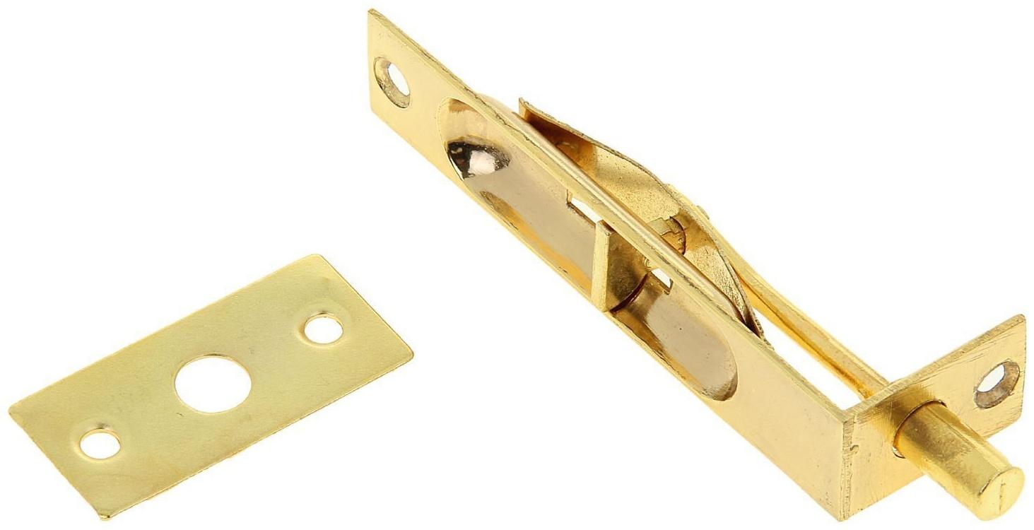 Шпингалет торцевой врезной (мод.603), 100 мм, цвет золото