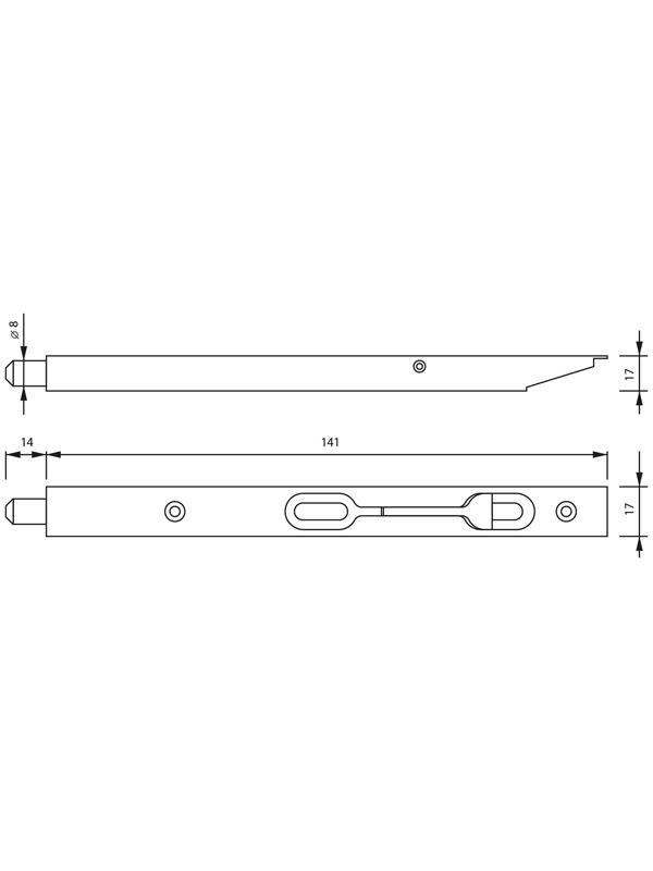 Шпингалет торцевой врезной ,140 мм, цвет хром