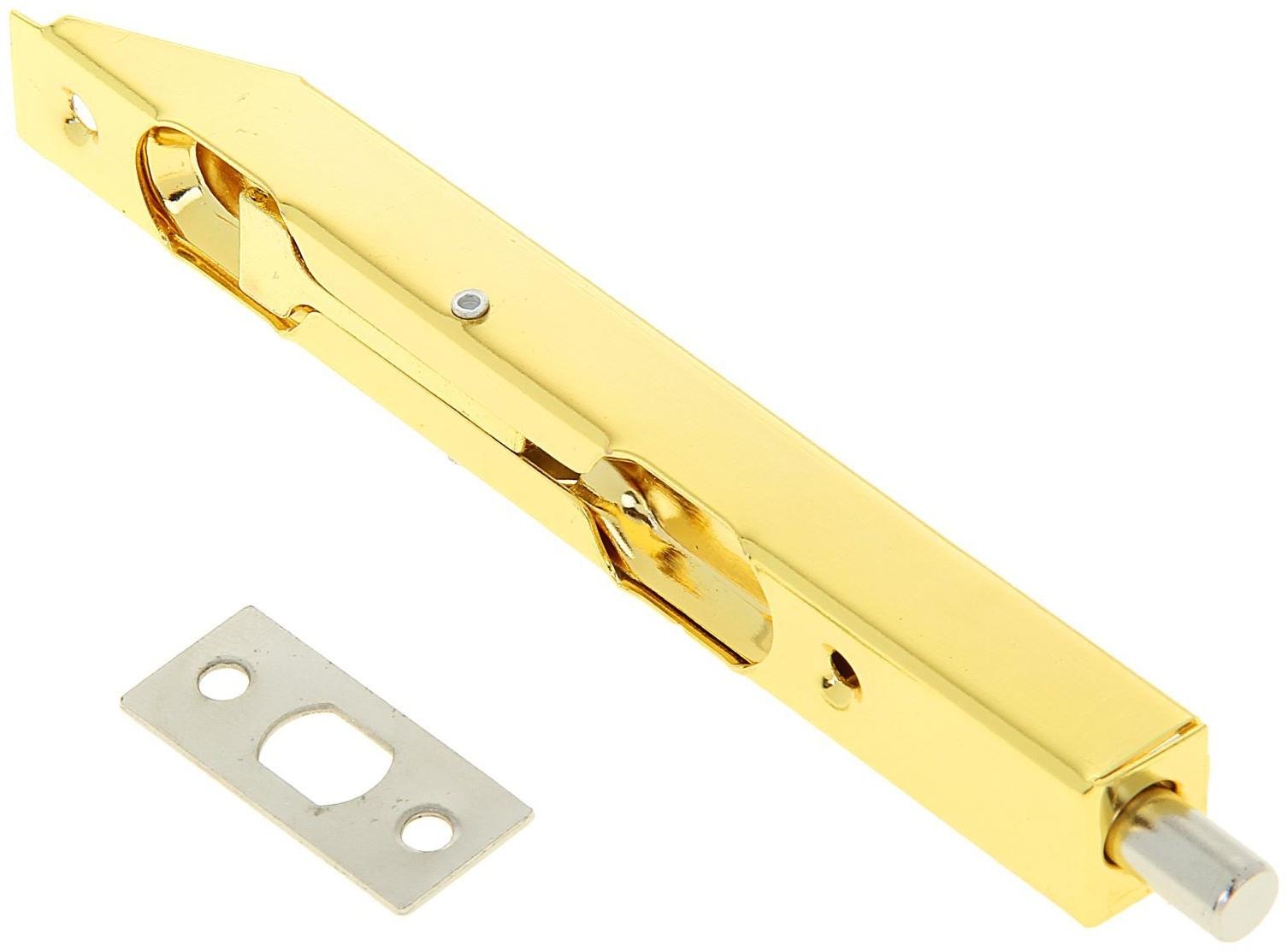 Шпингалет торцевой врезной ,140 мм, цвет золото