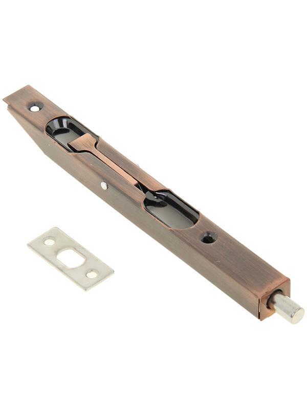 Шпингалет торцевой врезной ,140 мм, цвет медь