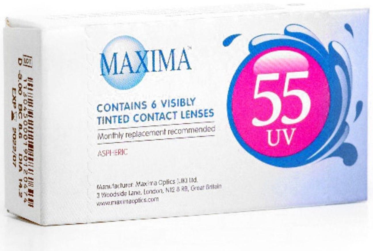 Контактные линзы Maxima 55 UV aspheric, -2/8,9 в наборе 6 шт.