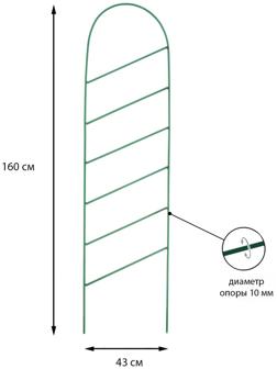 Шпалера, 160 × 43 × 1 см, металл, зелёная, «Линия»
