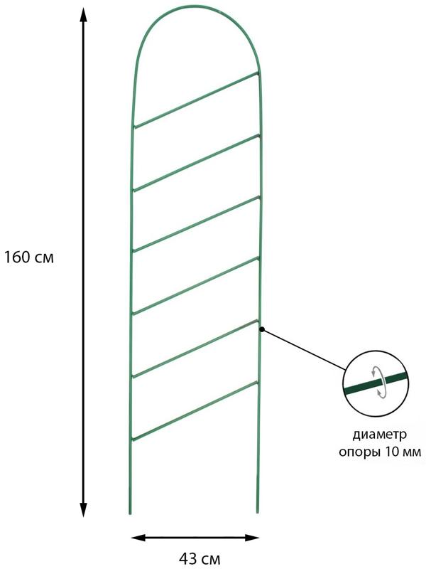 Шпалера, 160 × 43 × 1 см, металл, зелёная, «Линия»