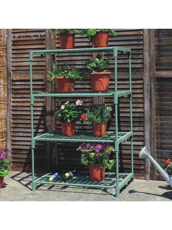 Стеллаж, 4 полки, 87 × 73 × 109 см, каркас из трубы d = 16 мм с ПВХ, «Урожайная сотка»