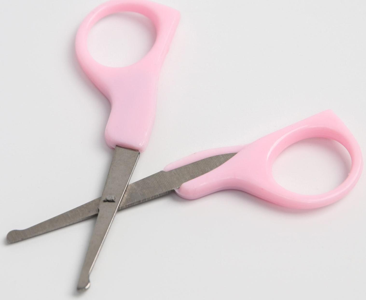 Детский маникюрный набор, 2 предмета: ножницы, кусачки-книпсер, от 0 мес., цвет розовый