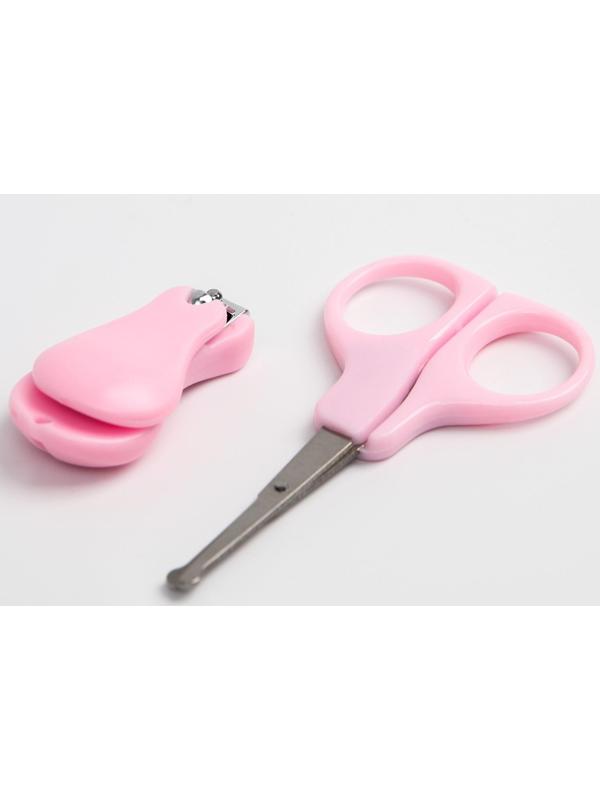 Детский маникюрный набор, 2 предмета: ножницы, кусачки-книпсер, от 0 мес., цвет розовый