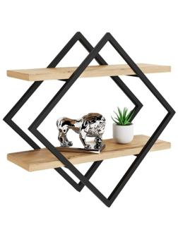 Полка KD настенная Колибри-1, 2 ярус. каркас черный/ЛДСП дуб буратти