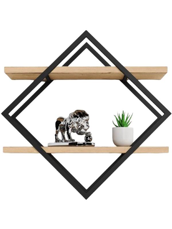 Полка KD настенная Колибри-1, 2 ярус. каркас черный/ЛДСП дуб буратти