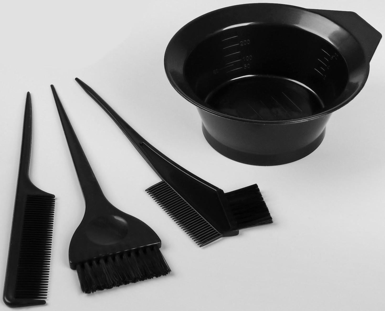 Набор для окрашивания, 4 предмета, цвет чёрный