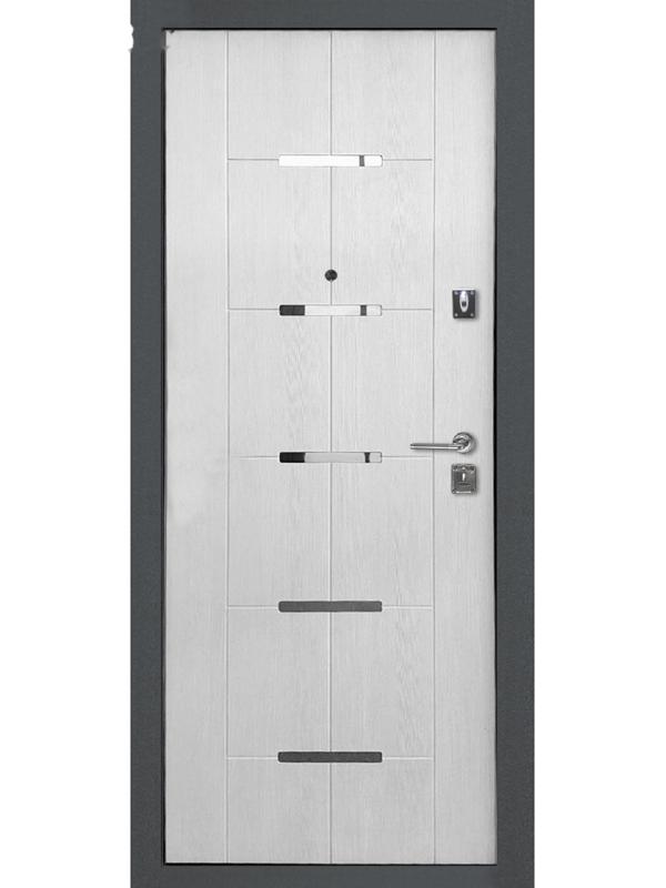 Входная дверь SalvaDoor 1, 2050 × 960 мм, правая, цвет серый муар/лиственница белая