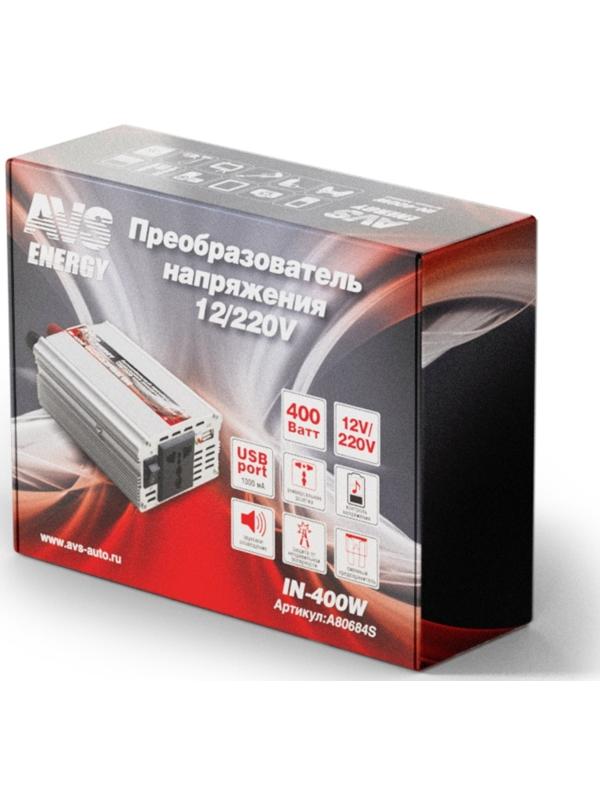 Преобразователь напряжения автомобильный AVS 12/220 В, 400 Вт