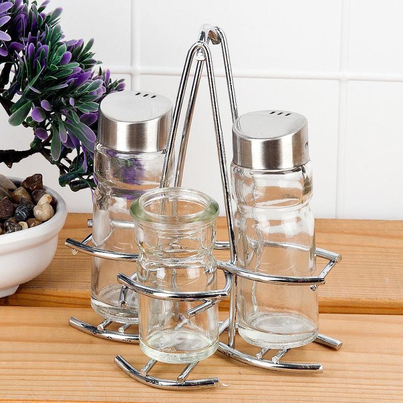 Набор для специй 3пр. (солонка, перечница, баночка для зубочисток) 0190235