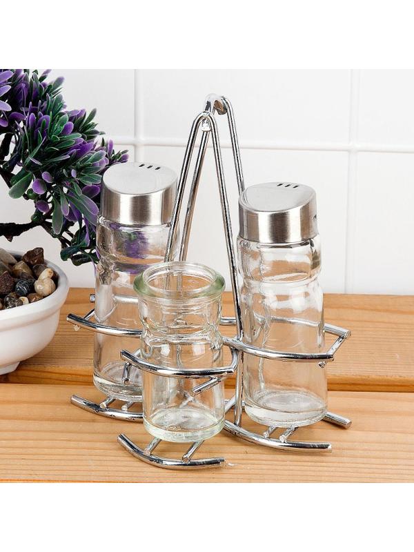 Набор для специй 3пр. (солонка, перечница, баночка для зубочисток) 0190235