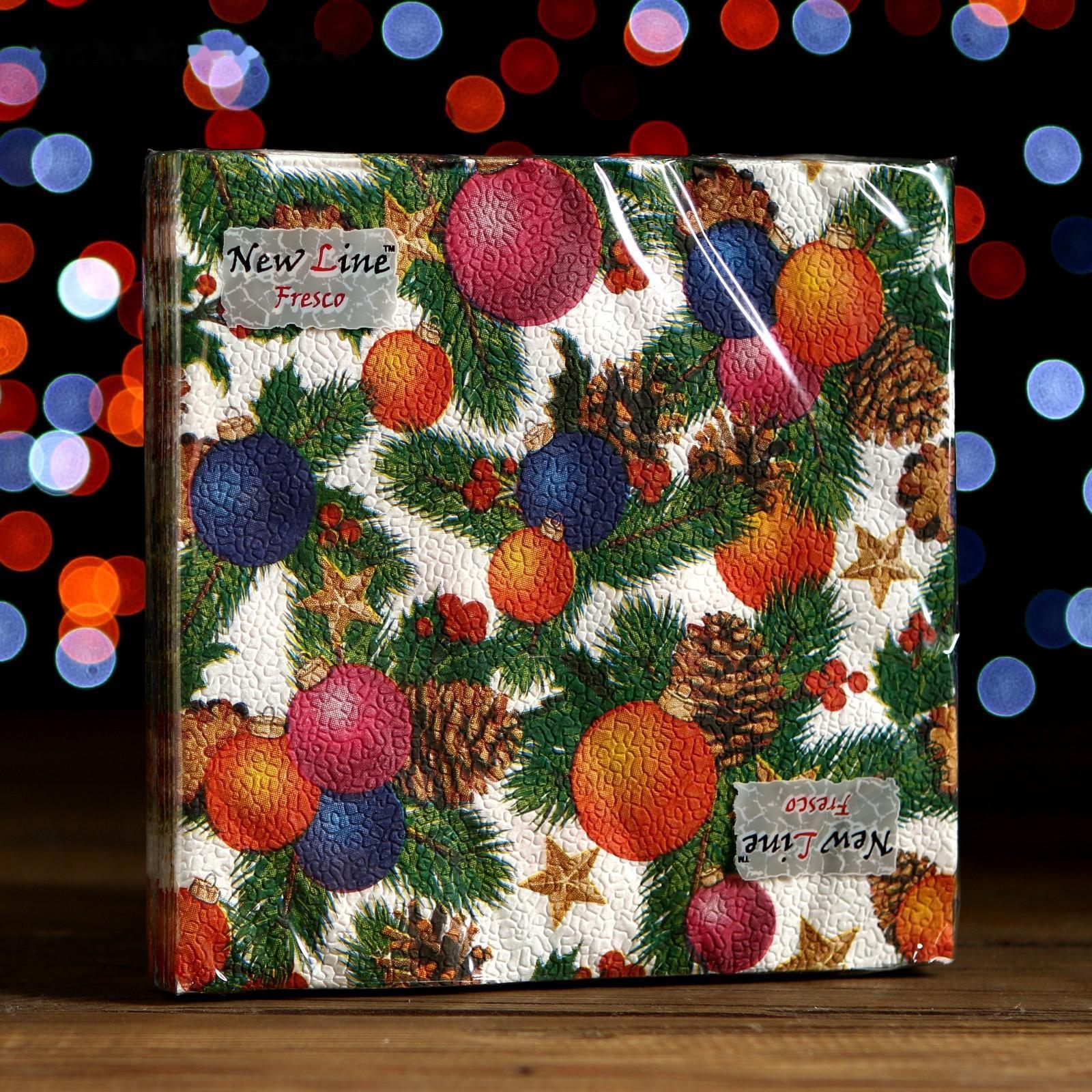 Салфетки бумажные New Line Fresco, 33х33 см, 2 слоя, 20 шт, с рисунком 