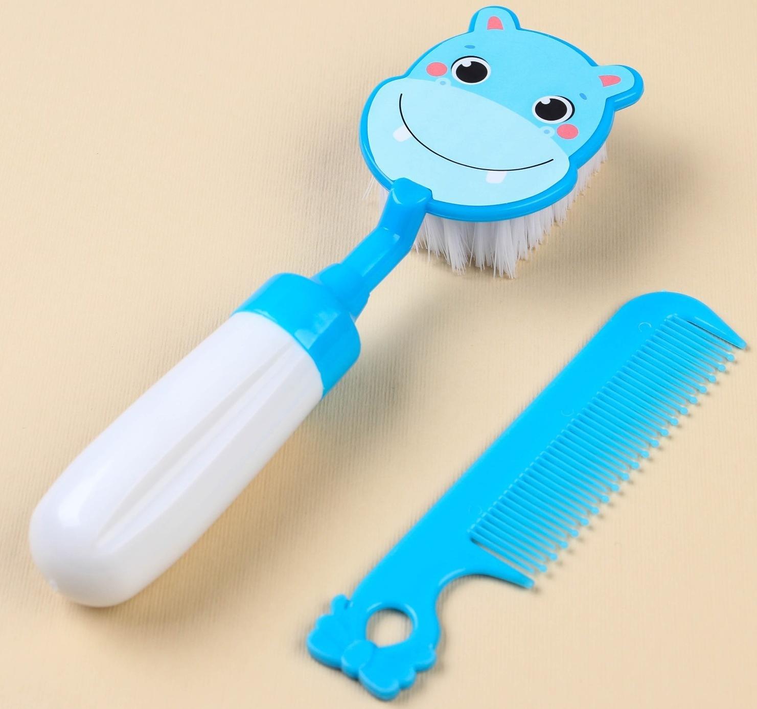 Набор расчёсок «Бегемотик», 2 предмета: расчёска с зубчиками + щётка