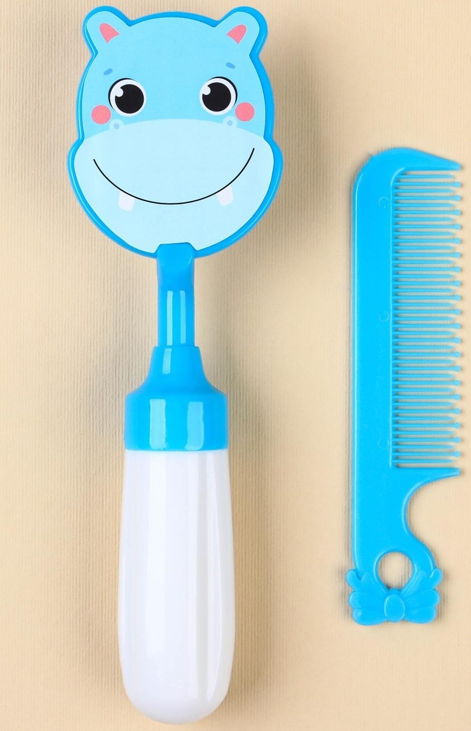 Набор расчёсок «Бегемотик», 2 предмета: расчёска с зубчиками + щётка