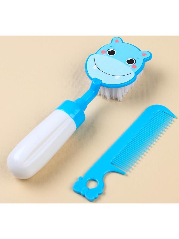 Набор расчёсок «Бегемотик», 2 предмета: расчёска с зубчиками + щётка