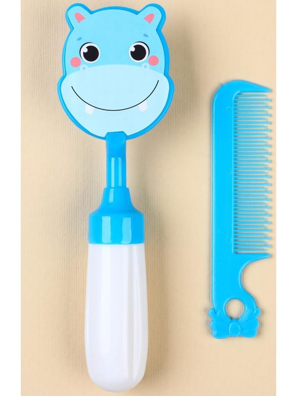Набор расчёсок «Бегемотик», 2 предмета: расчёска с зубчиками + щётка
