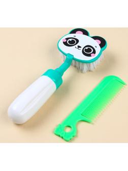 Набор расчёсок «Панда», 2 предмета: расчёска с зубчиками + щётка