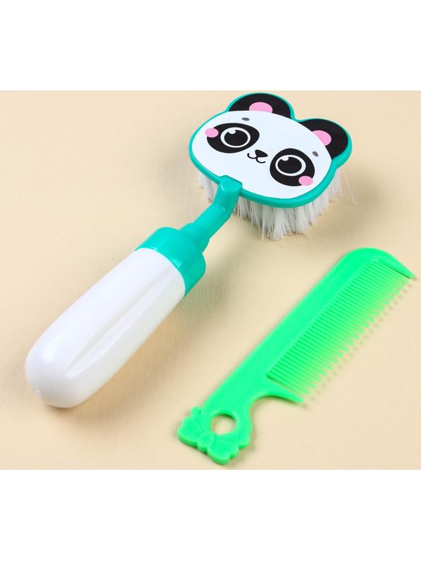 Набор расчёсок «Панда», 2 предмета: расчёска с зубчиками + щётка