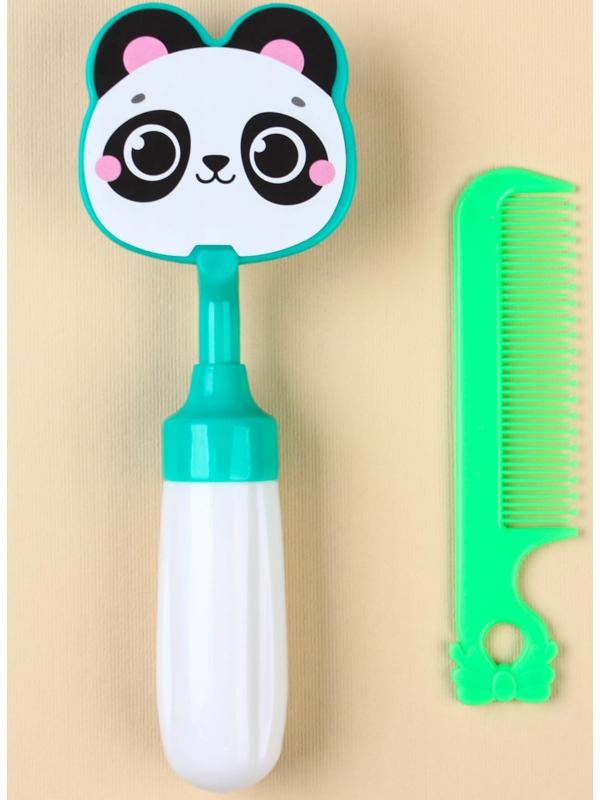 Набор расчёсок «Панда», 2 предмета: расчёска с зубчиками + щётка