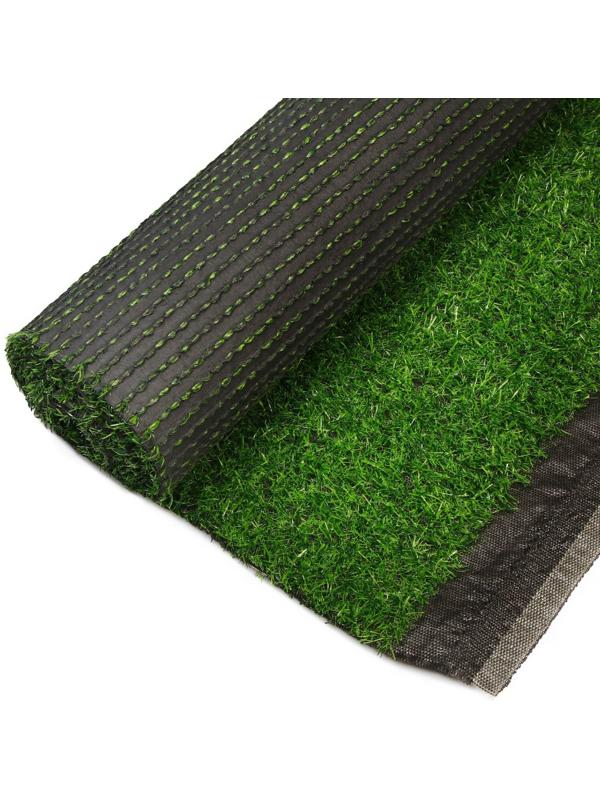 Газон искусственный, ворс 20 мм, 2 × 25 м, трёхцветный, тёмно-зелёный