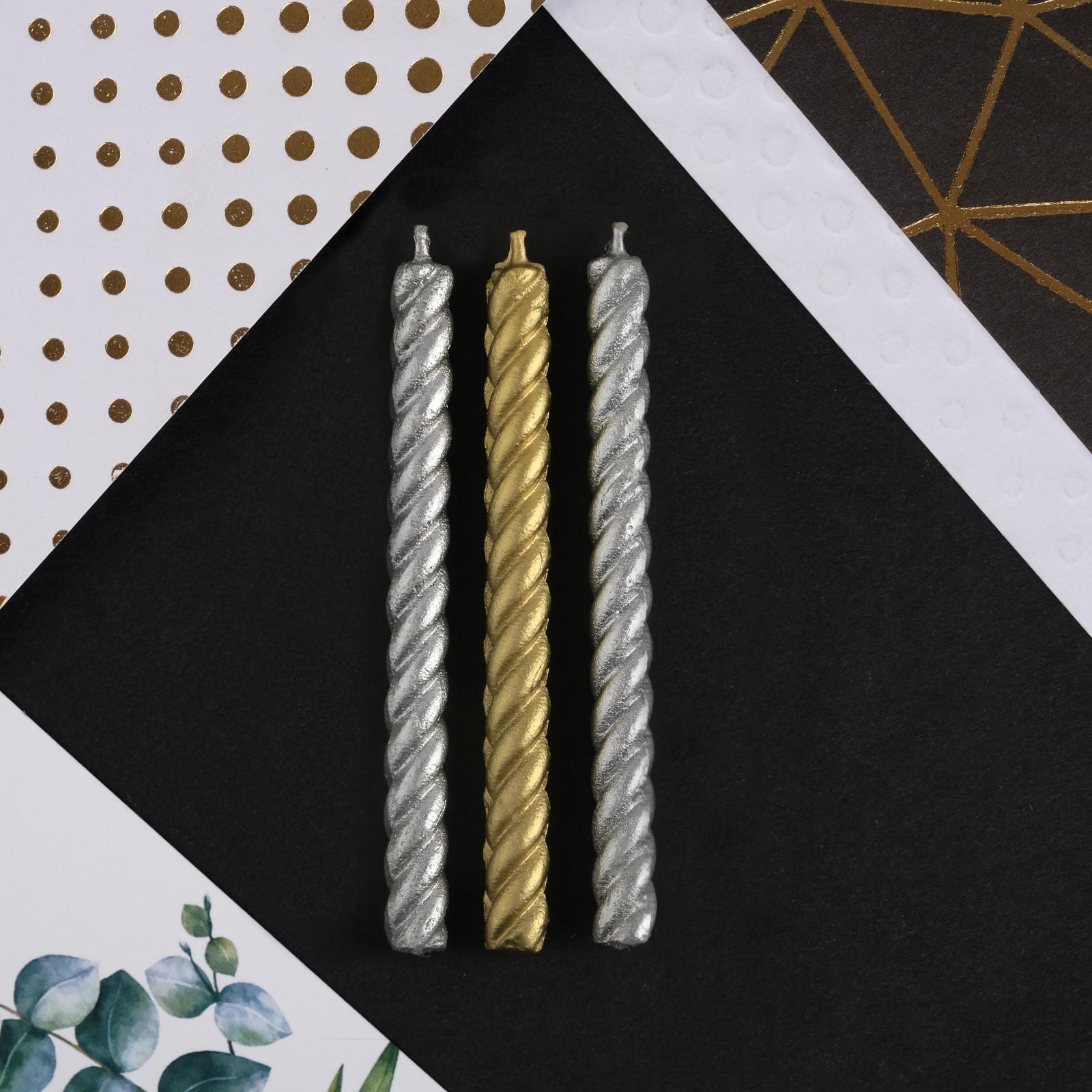 Набор свечей в торт, золотые и серебряные , 16 шт.