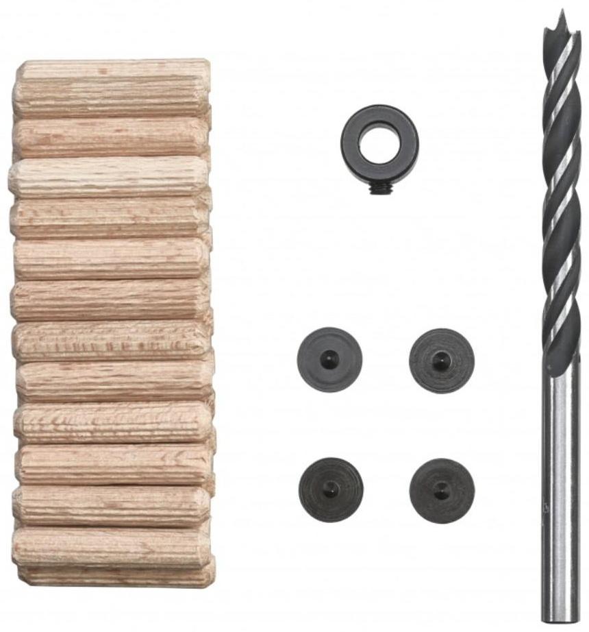 Набор шкантов KWB, 6х30 мм, сверло по дереву, маркеры, ограничитель, 25 шт.