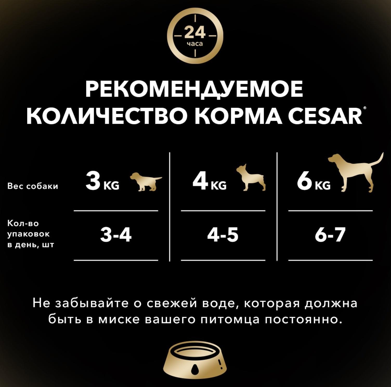 Влажный корм Cesar для собак, телятина/овощи, пауч,  85 г