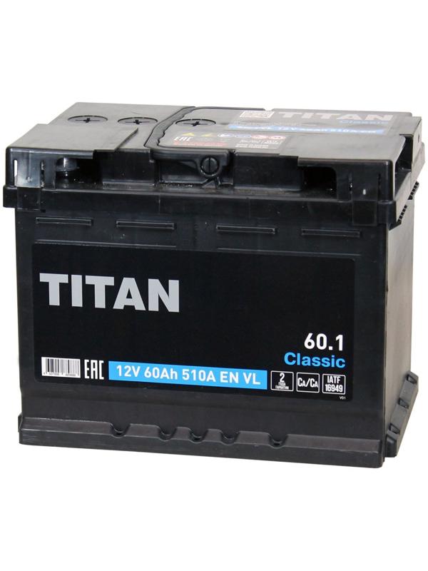 Аккумуляторная батарея Titan Classic 60 Ач 6СТ-60.1 VL, прямая полярность
